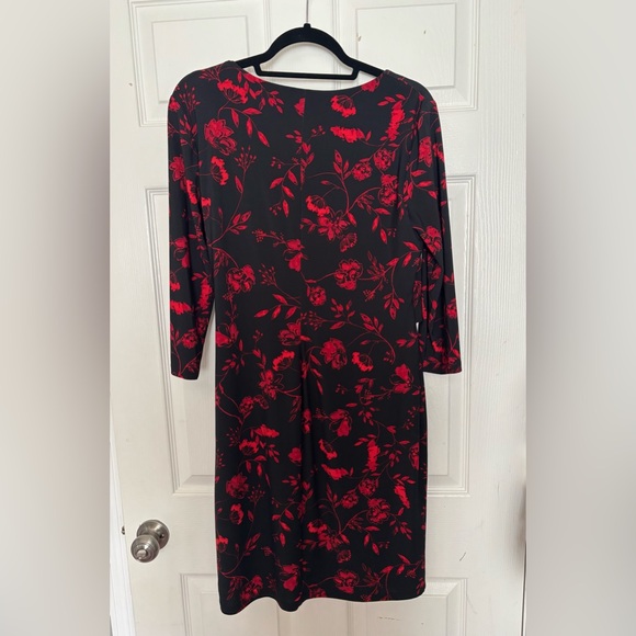 Ralph Lauren Elegant Black and Red Floral Dress - Picture 3 of 3